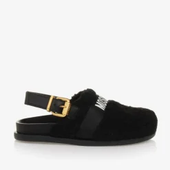 Moschino Loafers & Moccasins|Loafers & Moccasins*Black Sherpa Fleece & Leather Mules