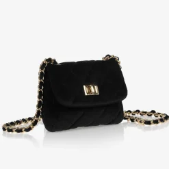 Milledeux Bags*Black Velvet Quilted Bag (13cm)