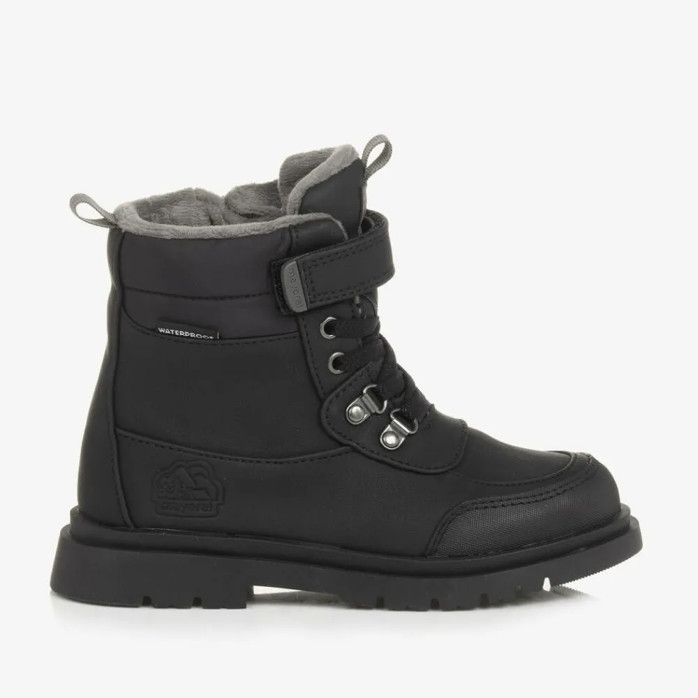 Mayoral Boots|Boots*Black Waterproof Faux Leather Boots