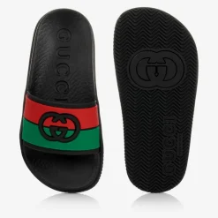 Gucci Sliders|Sliders*Black Web Logo Sliders