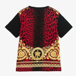 Versace Tops*Black Wild Barocco Print Cotton T-Shirt