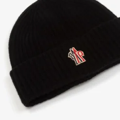 Moncler Enfant Hats*Black Wool Knit Beanie Hat