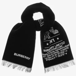 Burberry Scarves|Scarves*Black Wool Logo Scarf (127cm)