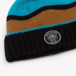 Deux par Deux Hats*Blue & Brown Knitted Pom-Pom Hat