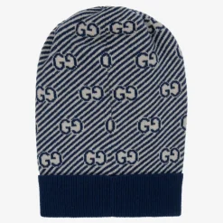 Gucci Hats*Blue & Ivory GG Wool Hat