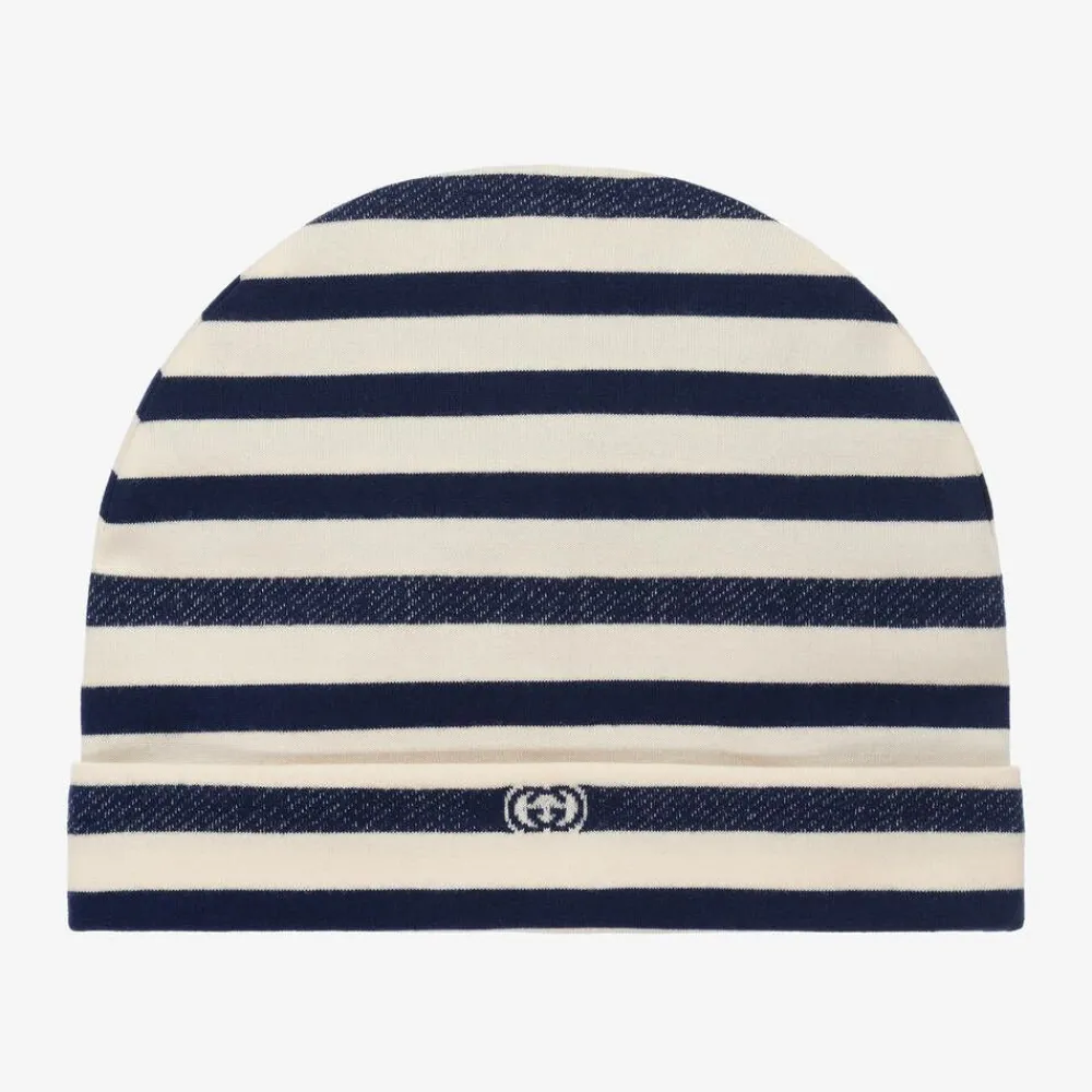 Gucci Hats*Blue & Ivory Striped Baby Hat