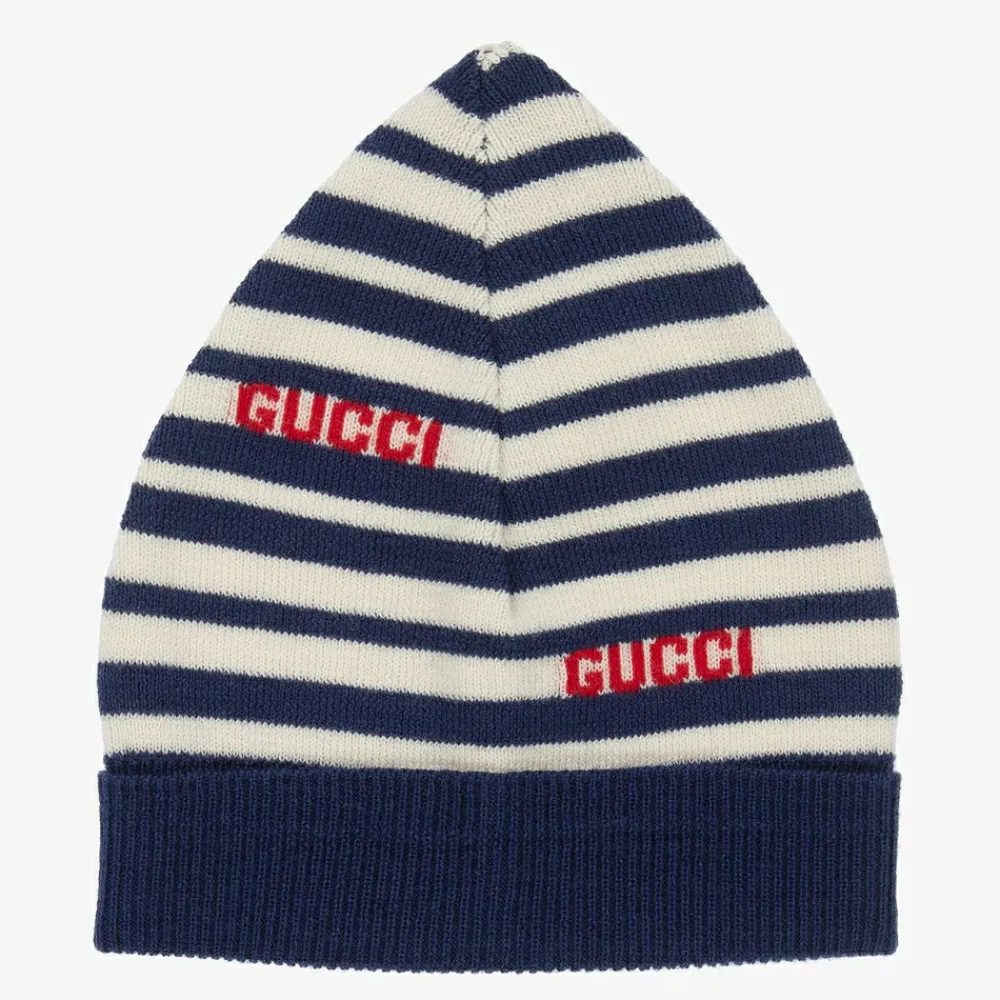 Gucci Hats*Blue & Ivory Striped Baby Hat