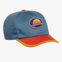 Gucci Hats*Blue & Orange Cotton Canvas Cap