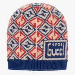 Gucci Hats*Blue & Red Wool GG Logo Hat