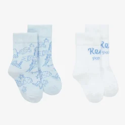 KENZO KIDS Socks*Blue & White Cotton Baby Socks (2 Pack)