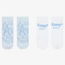 KENZO KIDS Socks*Blue & White Cotton Baby Socks (2 Pack)