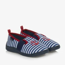 Playshoes Slippers|Slippers*Blue & White Striped Slippers