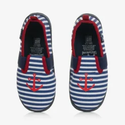 Playshoes Slippers|Slippers*Blue & White Striped Slippers