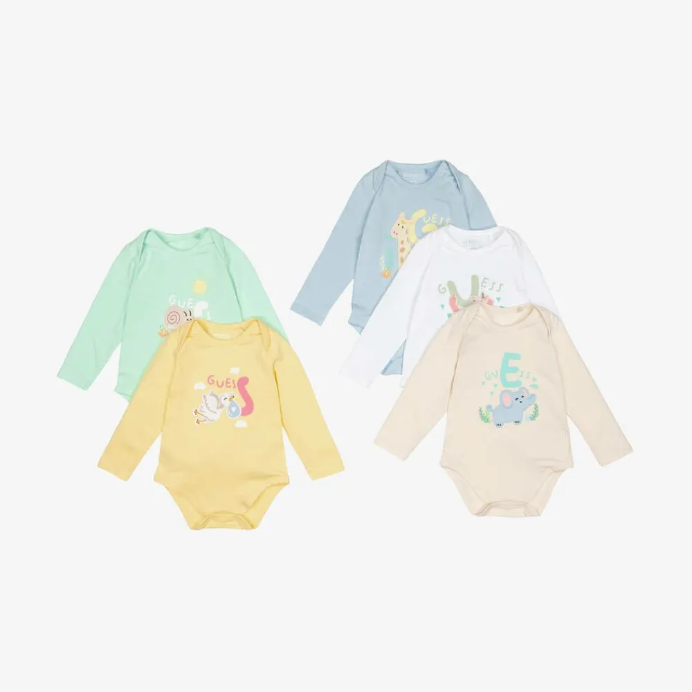 Guess Gifts|Babysuits*Blue & Yellow Cotton Bodyvests (5 Pack)