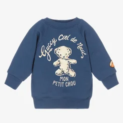 Gucci Tops*Blue Bear Logo Baby Sweatshirt