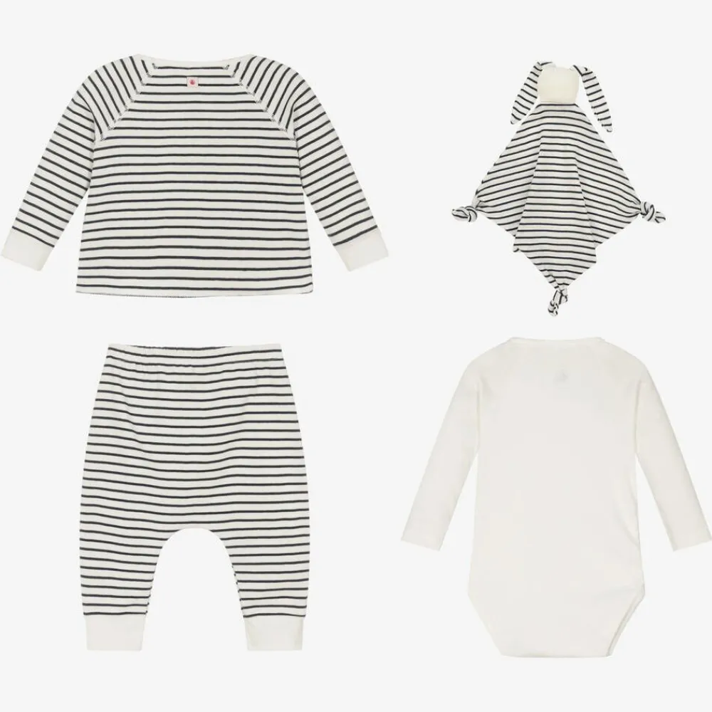 Petit Bateau Gifts|Babysuits*Blue Breton Stripe Organic Trouser Set