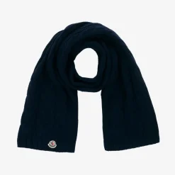 Moncler Enfant Scarves|Scarves*Blue Cable Knit Wool Scarf