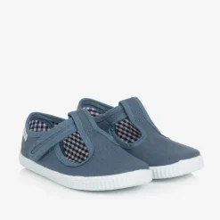 Pisamonas Bar Shoes|Bar Shoes*Blue Canvas T-Bar Shoes