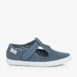 Pisamonas Bar Shoes|Bar Shoes*Blue Canvas T-Bar Shoes