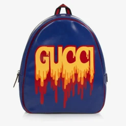 Gucci Bags*Blue Canvas Web Backpack (36cm)