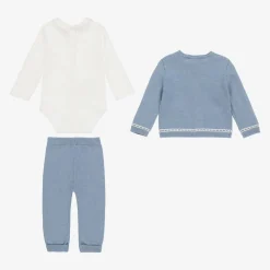 Mayoral Newborn Outfit Sets|Outfit Sets*Blue Cotton & Wool Knit Baby Trouser Set