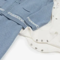 Mayoral Newborn Outfit Sets|Outfit Sets*Blue Cotton & Wool Knit Baby Trouser Set