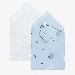 Mayoral Sleeping Accessories*Blue Cotton Baby Milestone Swaddles (2 Pack)