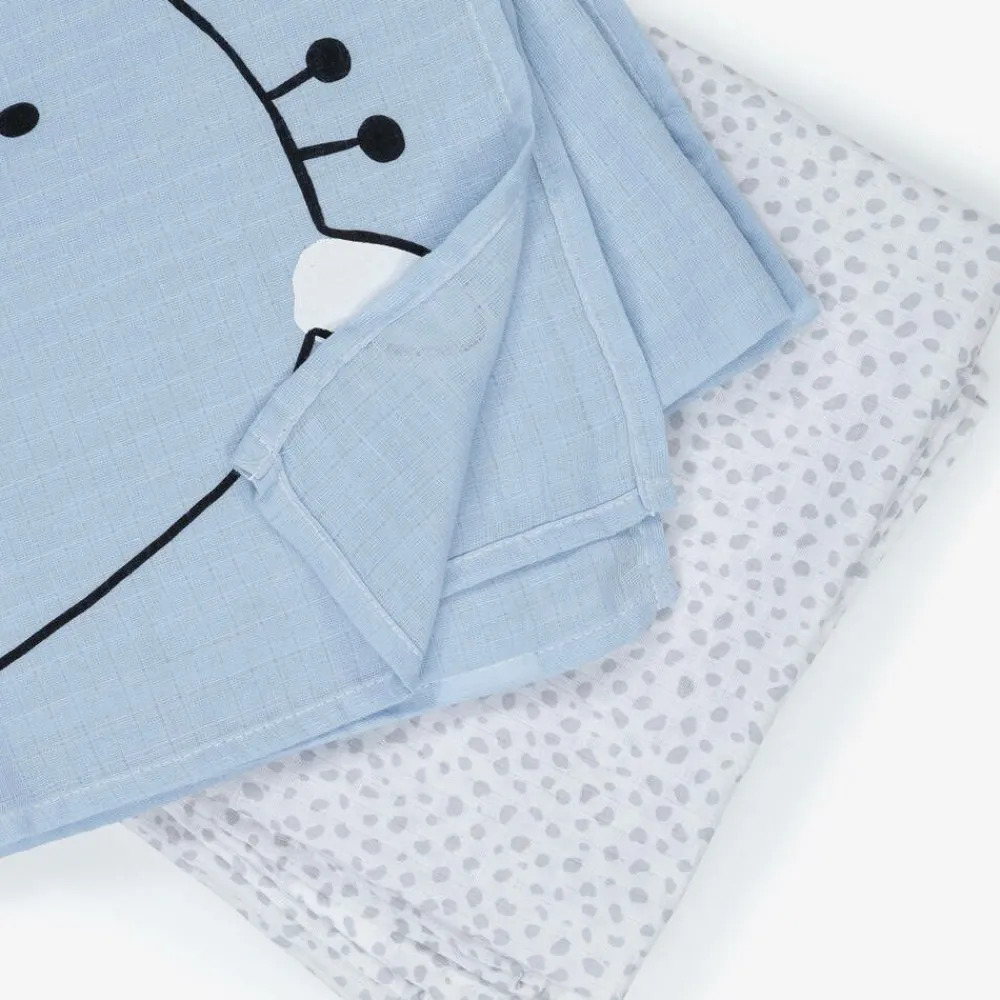 Mayoral Sleeping Accessories*Blue Cotton Baby Milestone Swaddles (2 Pack)