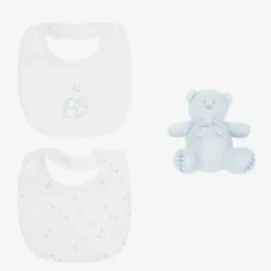 Emile et Rose Gifts*Blue Cotton Bibs & Bear Baby Gift Set