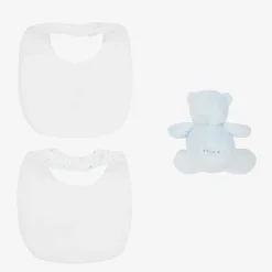 Emile et Rose Gifts*Blue Cotton Bibs & Bear Baby Gift Set