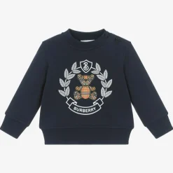 Burberry Tops*Blue Cotton Crest Baby Sweatshirt