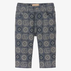 Gucci Trousers|Trousers*Blue Cotton Jacquard Logo Trousers