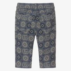 Gucci Trousers|Trousers*Blue Cotton Jacquard Logo Trousers