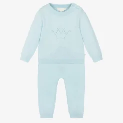 Marie-Chantal Outfit Sets|Outfit Sets*Blue Cotton Knit Trouser Set