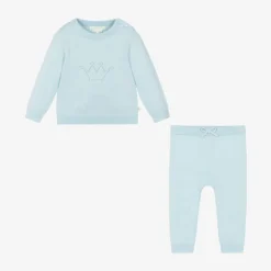 Marie-Chantal Outfit Sets|Outfit Sets*Blue Cotton Knit Trouser Set
