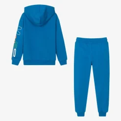 Moschino Kid-Teen Tracksuits*Blue Cotton Logo Print Tracksuit
