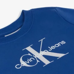 Calvin Klein Tops*Blue Cotton Monogram Sweatshirt