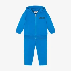 Moschino Baby Tracksuits*Blue Cotton Teddy Bear Logo Tracksuit