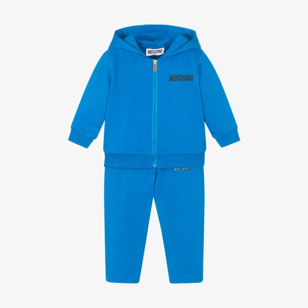 Moschino Baby Tracksuits*Blue Cotton Teddy Bear Logo Tracksuit