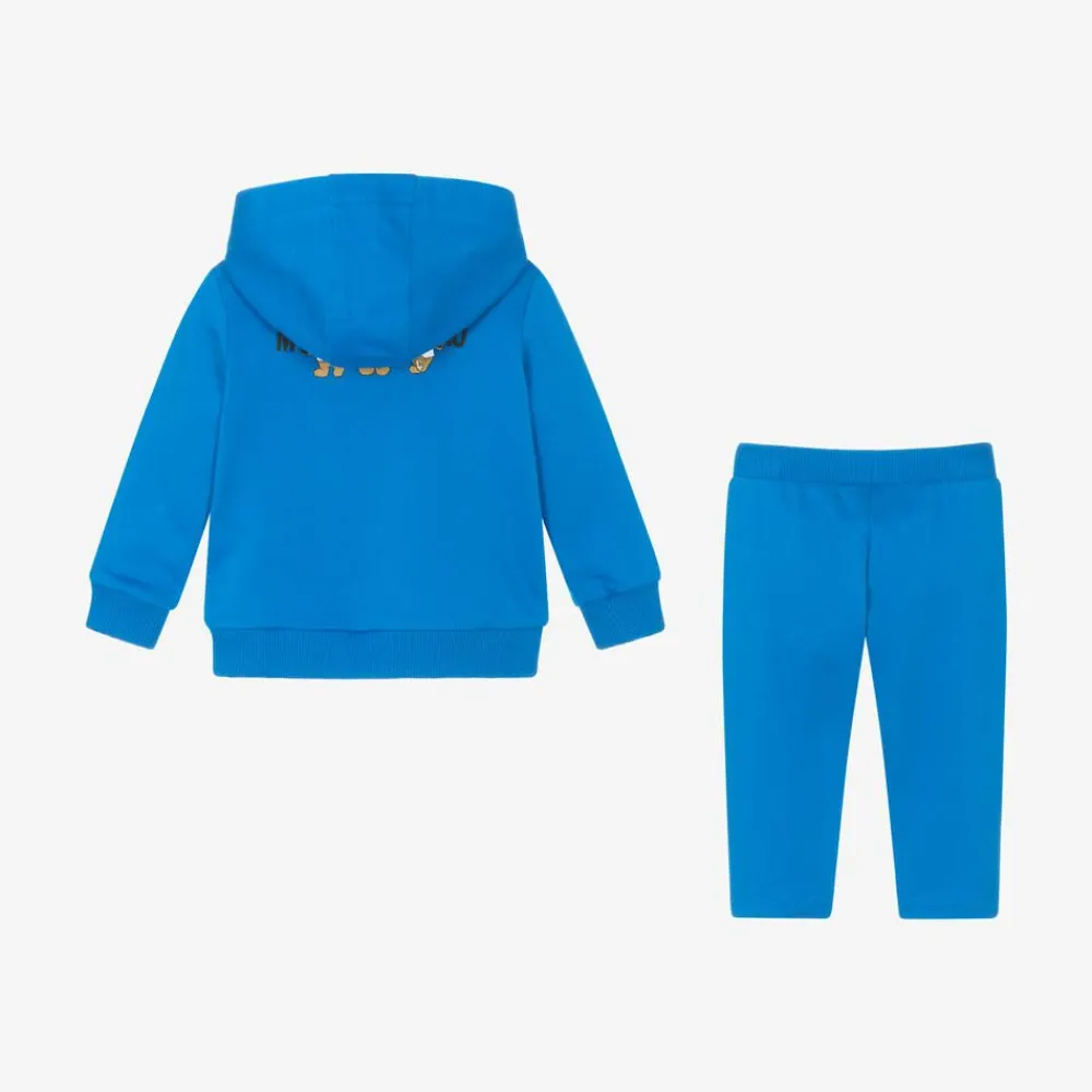 Moschino Baby Tracksuits*Blue Cotton Teddy Bear Logo Tracksuit