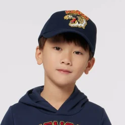 KENZO KIDS Hats|Hats*Blue Cotton Varsity Tiger Cap