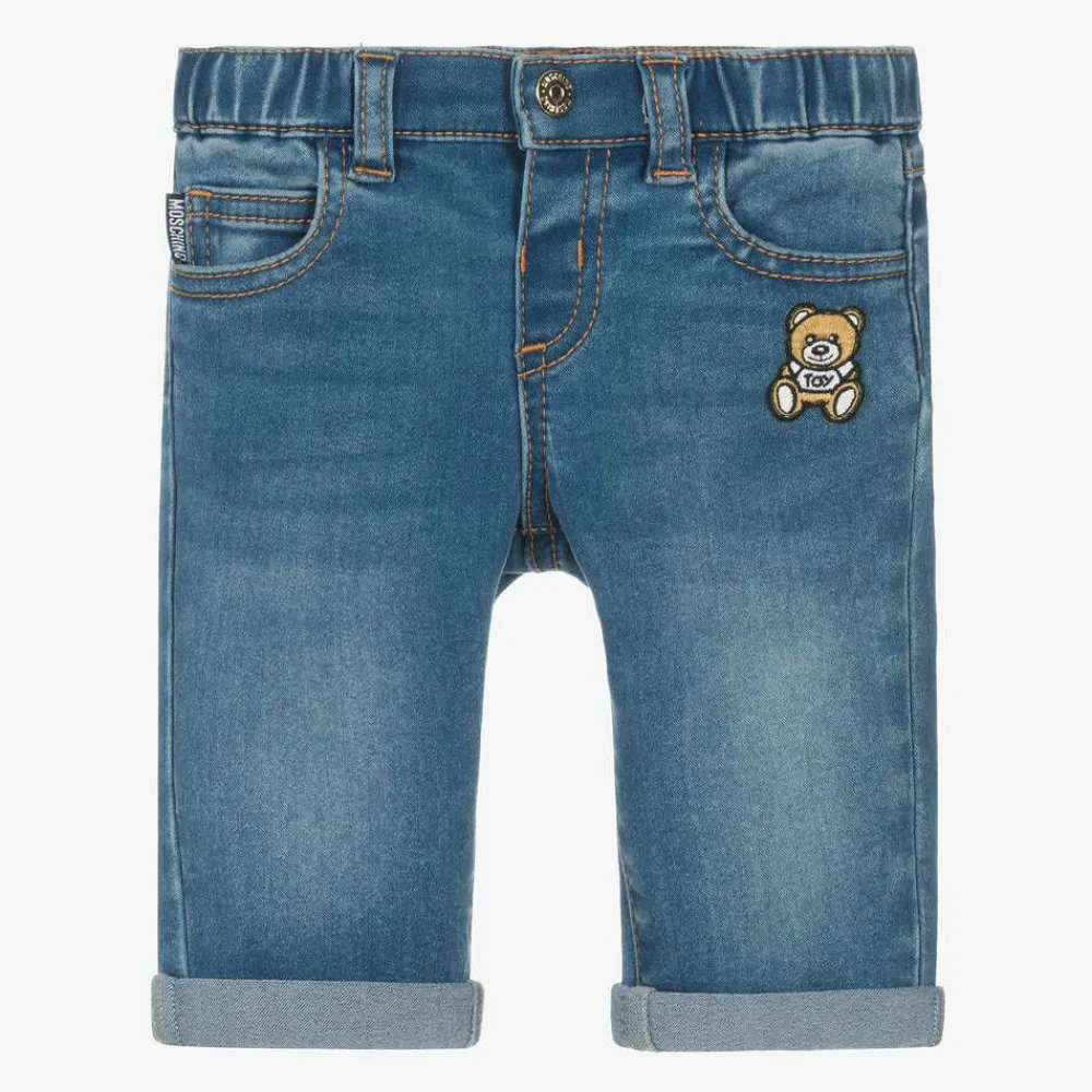 Moschino Baby Trousers*Blue Denim Teddy Logo Jeans