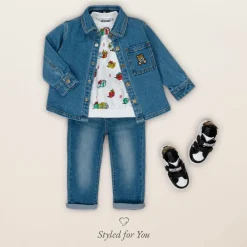 Moschino Baby Trousers*Blue Denim Teddy Logo Jeans