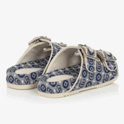 Gucci Sandals*Blue Double G Canvas Slip-on Sandals