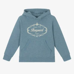Bonpoint Tops*Blue Embroidered Hoodie