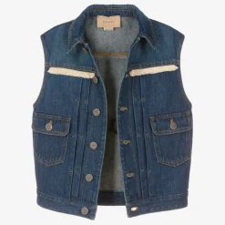 Gucci Coats & Jackets|Coats & Jackets*Blue Embroidered Logo Denim Gilet