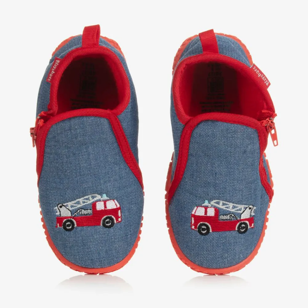 Playshoes Slippers|Slippers*Blue Fire Engine Slippers