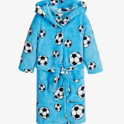 Playshoes Towels & Robes|Nightwear*Blue Football Fleece Dressing Gown