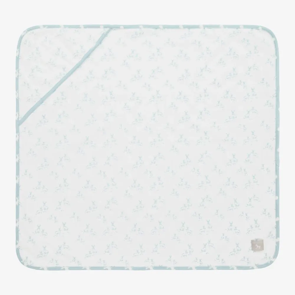 The Little Tailor Gifts*Blue Hare Print Reversible Cotton Blanket (69cm)