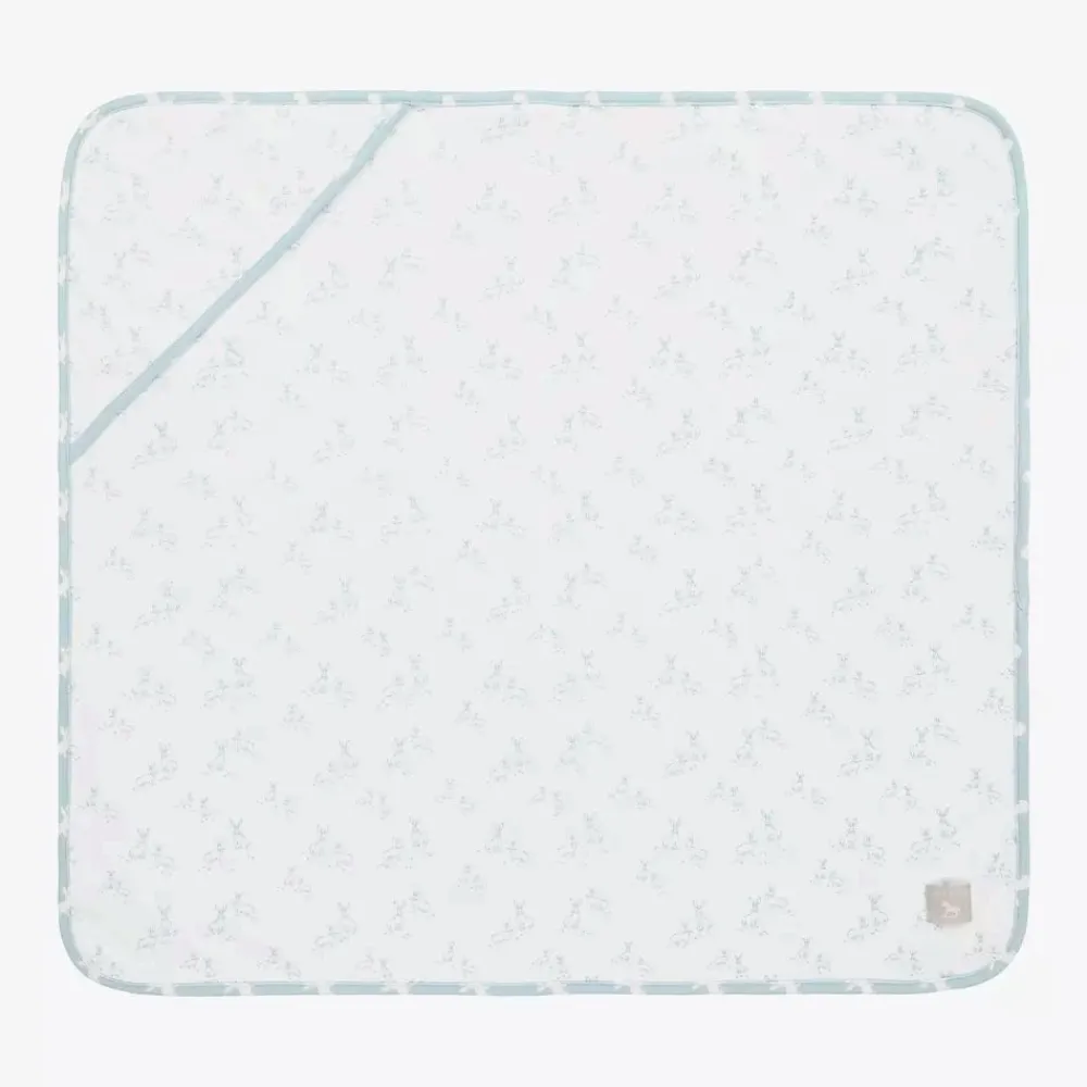 The Little Tailor Gifts*Blue Hare Print Reversible Cotton Blanket (69cm)